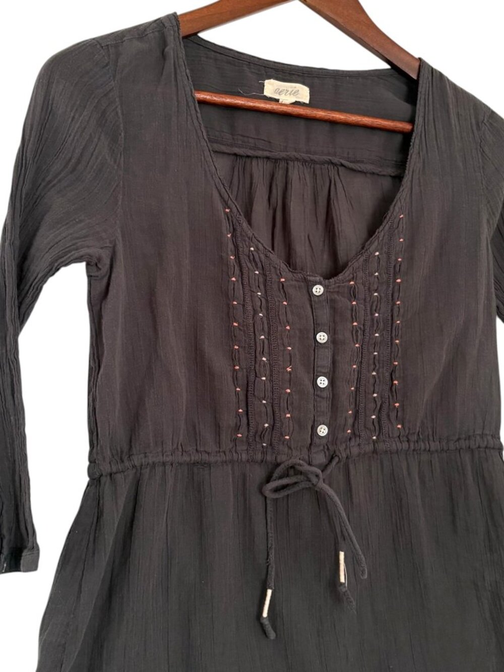 Vintage Y2K Aerie Babydoll Top Small S Gray Gauzy Bohemian Whimsy Fairy Core
